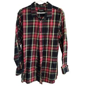PacSun Men’s Red, Black & Yellow Plaid Button-Down Shirt